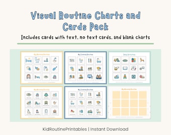 Autism Visual Routine Cards and Charts for Toddlers, Daily Activities, Printable PDF Pack