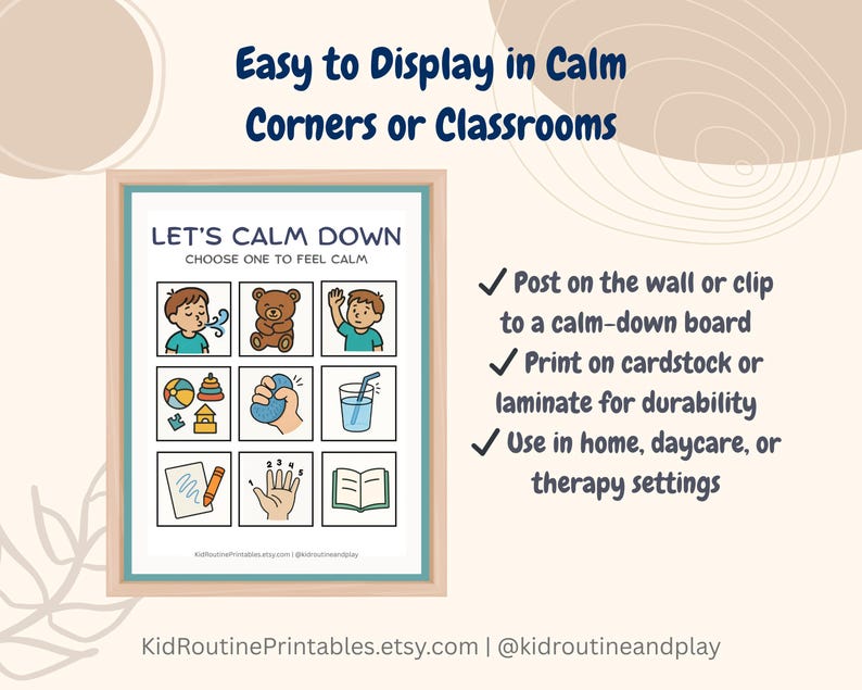 Calm Down Charts for Toddlers, Autism Calm Corner Visuals, Emotion ...