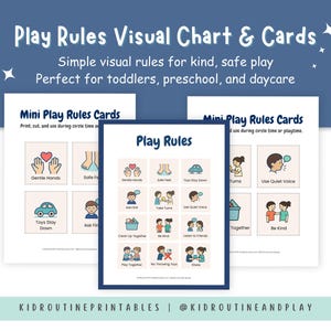 Preschool Rules Poster and Mini Cards, Classroom Visual Bundle Printable