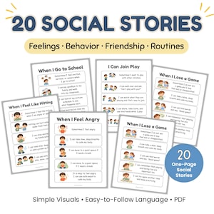 Pack d'histoires sociales sur l'autisme | Supports visuels en ergothérapie | Téléchargement numérique