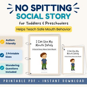 Toddler Spitting Social Story, Safe Mouth Behavior, Autism Friendly, Printable PDF (Digital Download)