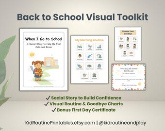 Back to School Toolkit Printable for Preschool, Social Story & Visual Routine, Digital Download