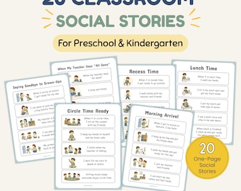 Autism Friendly Social Stories for Toddlers and Preschool Classroom Routines Printable PDF