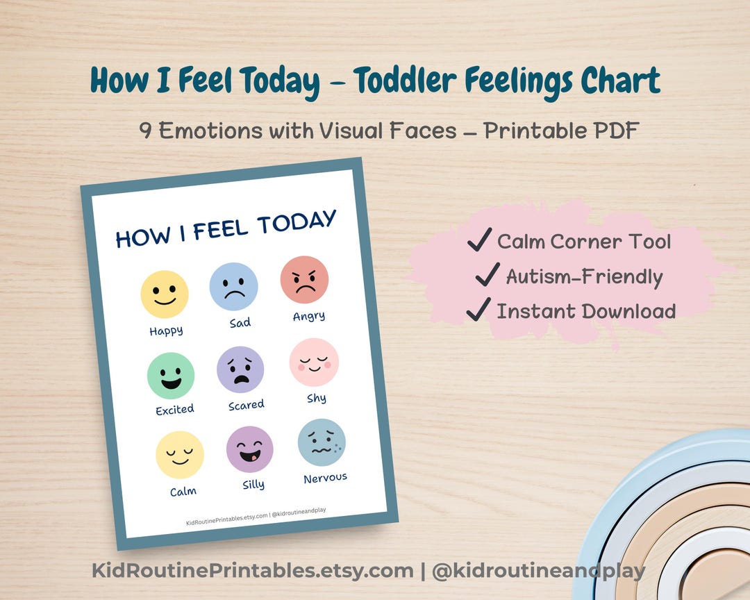 Visual Feelings Chart for Toddlers | Autism and SEL Printable PDF ...