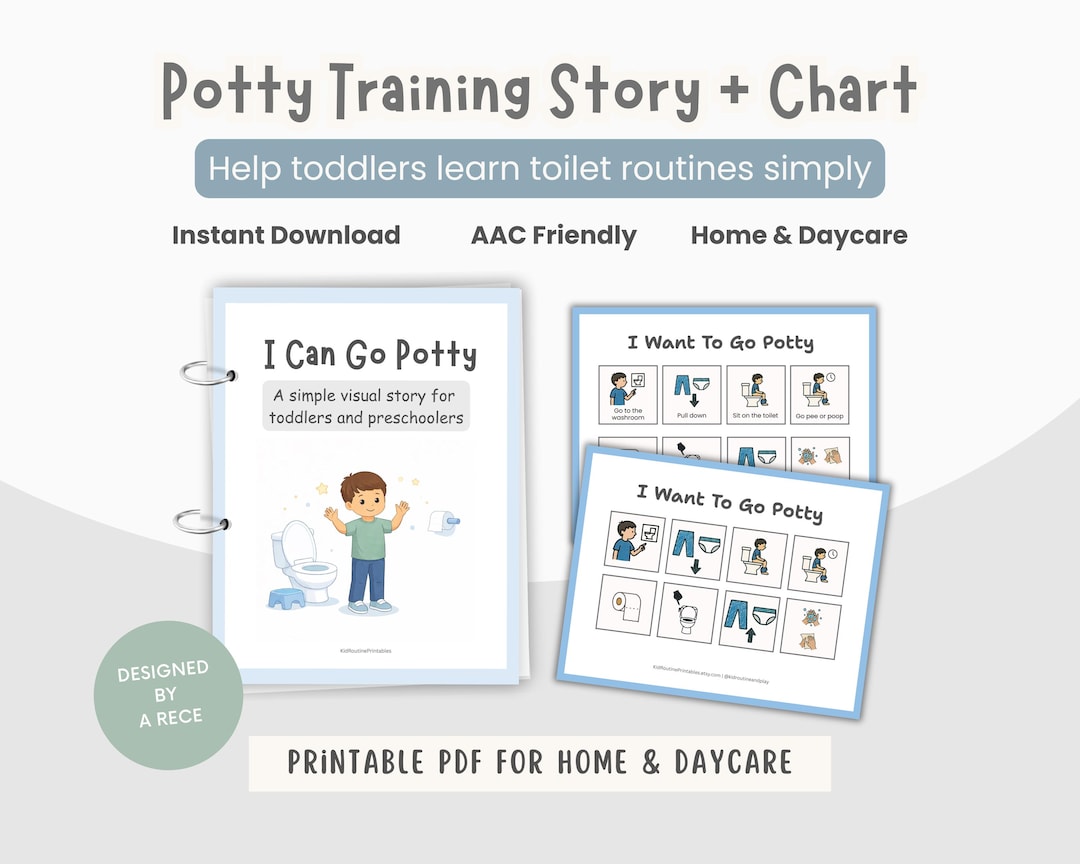 Potty Training Social Story Printable for Boys, Autism Visual Chart ...