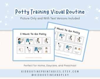 Boy Potty Training Chart Printable, Autism Visual Schedule, Digital Download