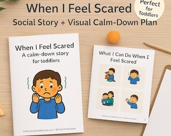 When I Feel Scared Social Story Printable, Autism Friendly Visuals, Digital Download