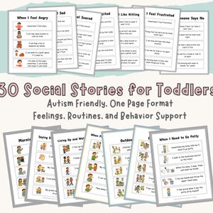 Utskrivbart paket med sociala berättelser för småbarn, autismklassrum och arbetsterapi (PDF)