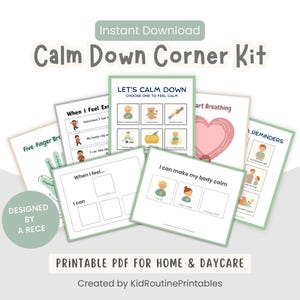 Zestaw do uspokajania maluchów, wizualne narzędzia do regulacji emocji do druku dla dzieci