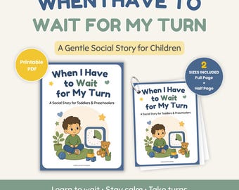 Waiting My Turn Social Story, Printable Autism Visual Support for Preschoolers
