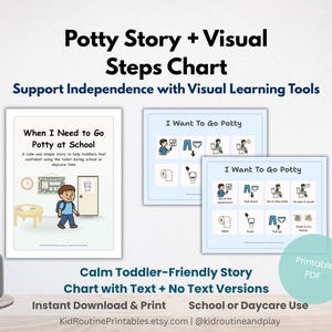 Potty Training Social Story + Visual Routine Chart | Autism-Friendly Printable Potty Guide for Toddlers & Preschoolers