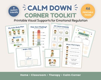 Calm Down Corner Toolkit, Autism Visual Supports, Emotional Regulation, Digital Download PDF