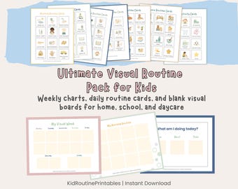 Toddler Visual Routine Cards Daily Schedule Charts for Home and Daycare Printable Pack