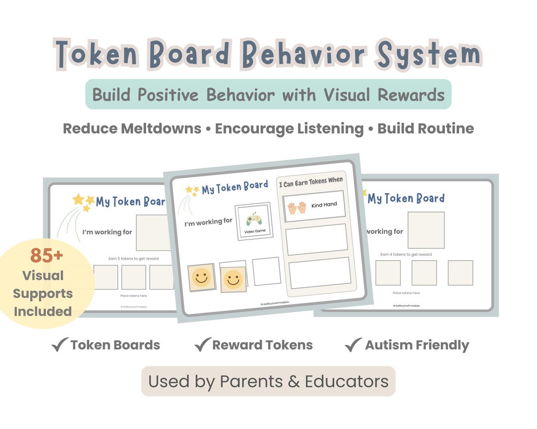 Token Board Printable, Behavior Reward Chart for Toddlers, Autism ...