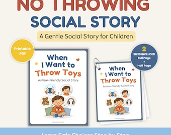 When I Want to Throw Toys Social Story Printable, Autism Calm Down Story, Digital Download