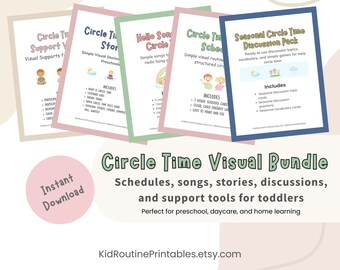 Circle Time Bundle for Preschool & Daycare, Visual Schedule Activities, Toddler Printable, Digital Download