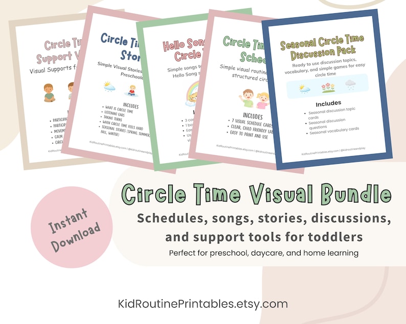 Circle Time Visual Bundle for Toddlers, Preschool and Daycare Printable ...