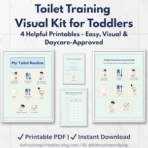 Autism-Friendly Potty Training Chart | Visual Toilet Routine Schedule for Toddlers | Printable Toilet Training PDF for Home and Daycare