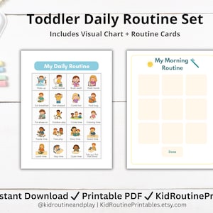 Toddler Visual Routine Chart Bundle: 72 Cards, Morning & Evening ...