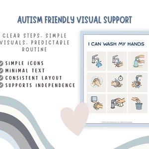 Handwashing Visual Charts Pack for Toddlers, Autism Friendly Printable ...