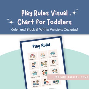 Play Rules Visual Chart, Printable Toddler Behavior Poster, Autism-Friendly Classroom Tool