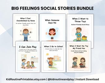 Autism Social Stories for Big Feelings, Toddler Calm Down Bundle, Emotional Regulation Printable, Digital Download PDF