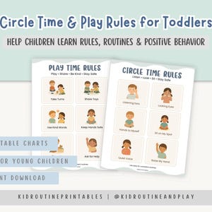 Toddler Circle Time Rules Chart, Playtime Visual Routine Poster Printable