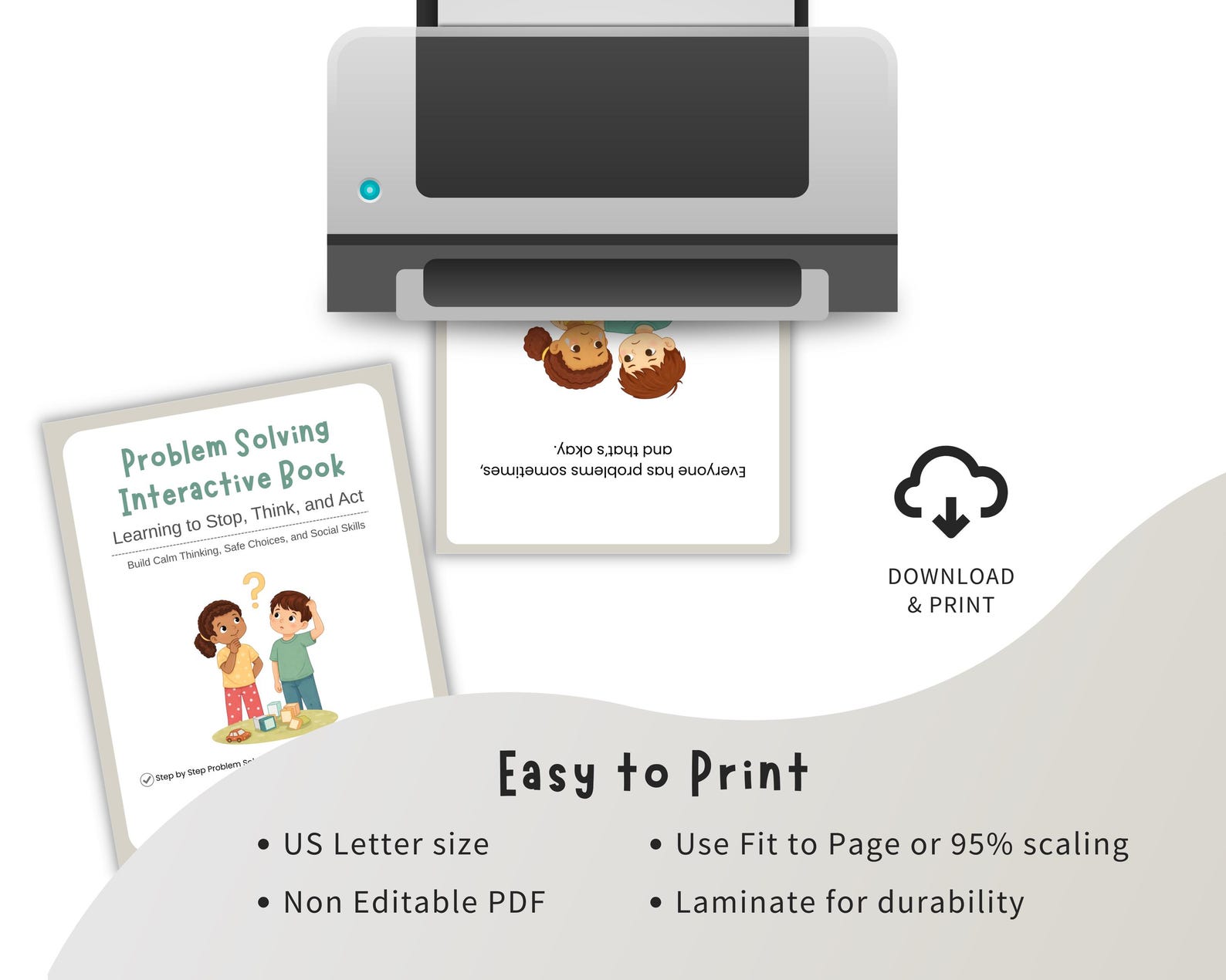 Interactive Social Story Printable PDF | Problem Solving SEL Cards for ...