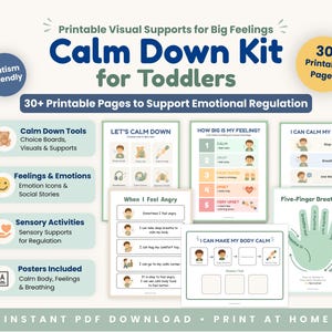 Calm Down Corner-kit voor peuters, tools voor emotionele regulatie, Calm Down, afdrukbaar, digitale download