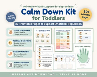 Calm Down Corner Kit for Toddlers, Emotional Regulation Tools, Calm Corner Printable, Digital Download