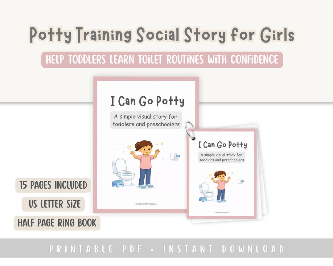 Potty Training Social Story for Girls, Autism Toilet Training Visual ...