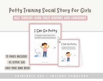 Töpfchen Training soziale Geschichte für Mädchen, Autismus Toilette Training visuelle Geschichte, Kleinkind druckbare, digitaler Download