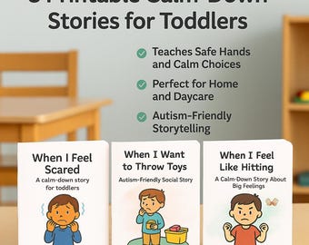 Autism Social Stories for Toddlers, Hitting, Throwing Toys & Feeling Scared, Digital Download
