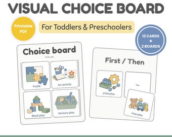 Choice Board for Toddlers, Visual Choice Cards, First Then Board, Printable PDF
