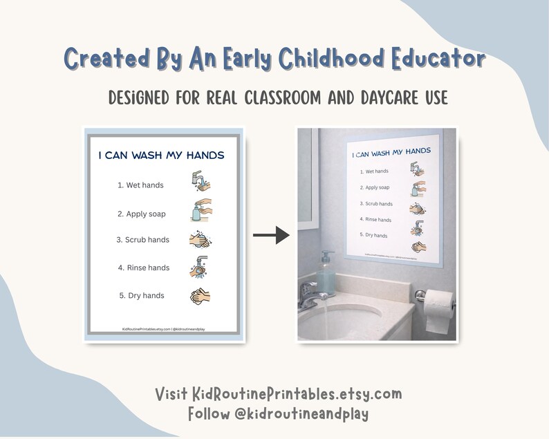 Handwashing Visual Charts Pack for Toddlers, Autism Friendly Printable ...