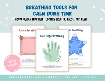 Breathing Exercises for Kids Printable, Calm Down Charts, Emotional Regulation Tools, Digital Download
