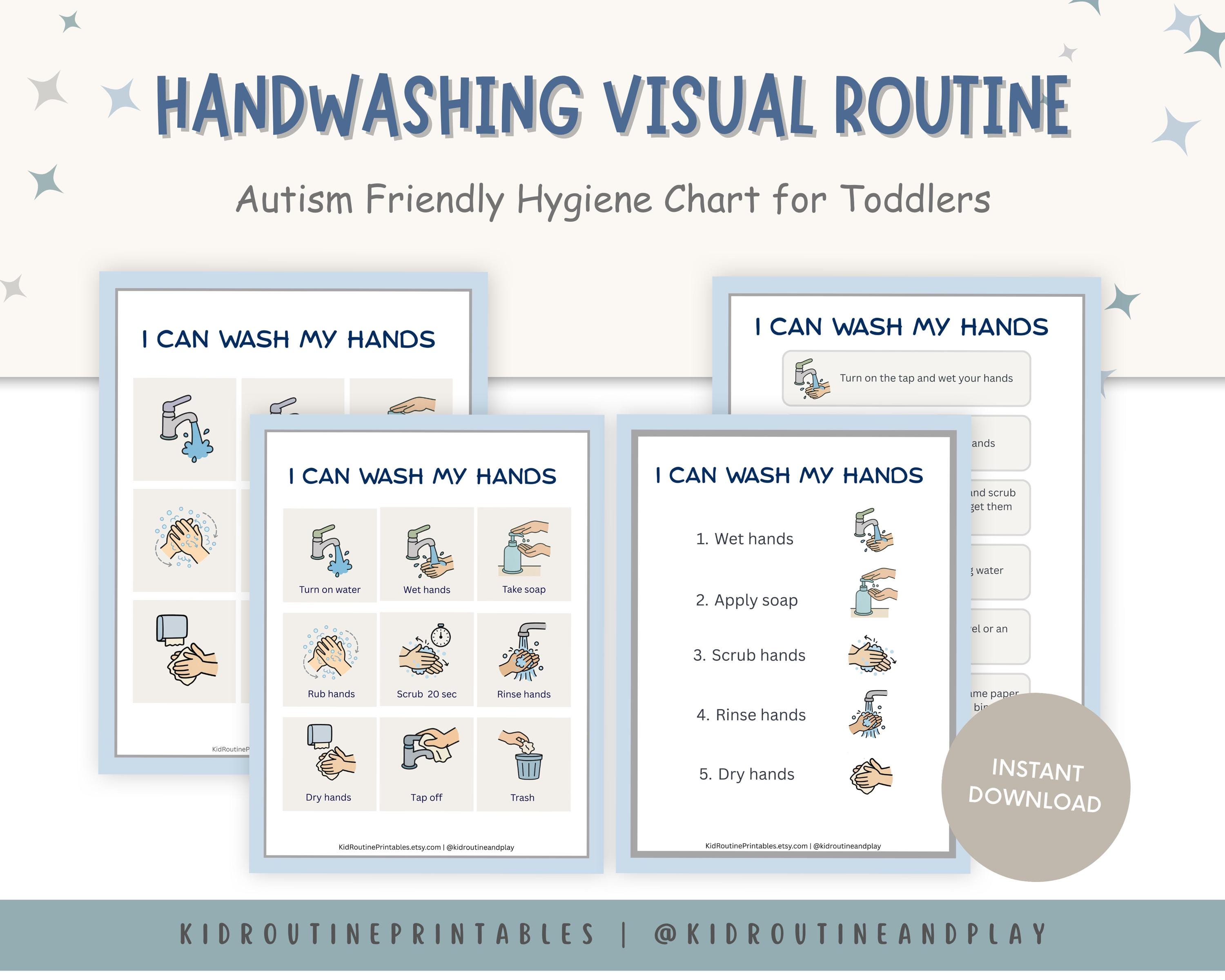 Handwashing Visual Charts Pack for Toddlers, Autism Friendly Printable ...