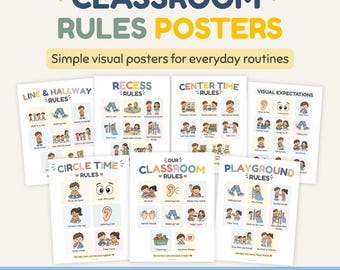 Classroom Rules Posters, Visual Expectations, Daycare Classroom Printable PDF, Behavior Rules