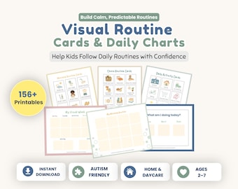 Autism Visual Routine Cards for Toddlers, First Then Board, Daily Schedule Printable