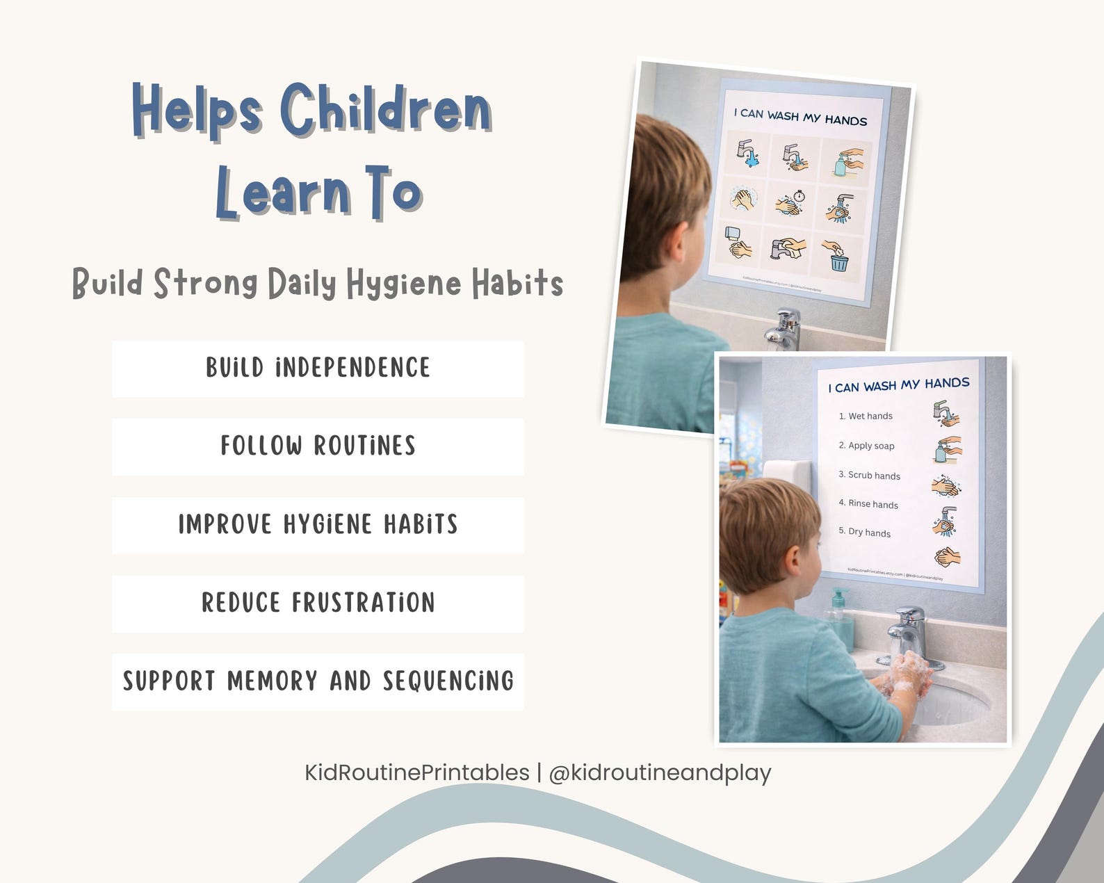 Handwashing Visual Charts Pack for Toddlers, Autism Friendly Printable ...
