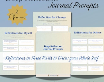 Reflection Journal Prompts | Guided Self Discovery Workbook | Printable PDF Journal for Personal Growth, Mindfulness & Emotional Healing