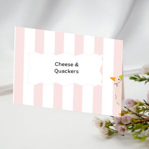 One Silly Goose Food Label, Silly Goose Birthday Food Labels, Pink Goose 1st Birthday Tent Cards, Editable Goose Tent Card, Party Decor