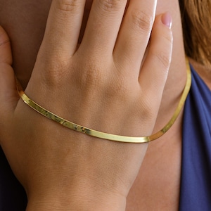 14K Gold Herringbone Chain Necklace, Snake Chain Necklace, Snake Choker Chain, Layered Chain Necklace, Everyday Chain Necklace for Women