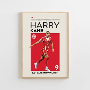 Harry Kane Poster, Bayern Munchen Poster, Harry Kane Print, Gift Poster, English Footballer