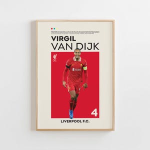 Virgil Van Dijk Poster, Liverpool Poster, Virgil Van Dijk Print, Gift Poster, Dutch Footballer