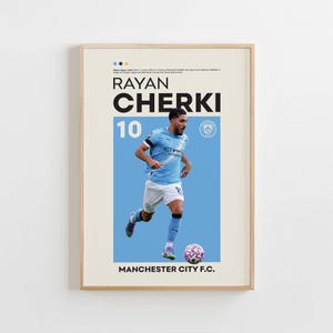 Rayan Cherki Poster, Manchester City Poster, Rayan Cherki Print, Gift Poster, French Footballer