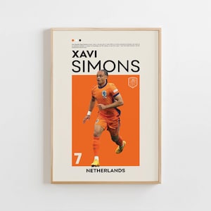 Xavi Simons Poster, Netherlands Poster, Xavi Simons Print, Gift Poster, Dutch Footballer