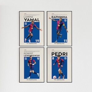 Barcelona Poster Gift Set of 4 Bundle, Barcelona Poster Set of 4, Barcelona Footballer Wall Art
