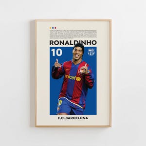 Ronaldinho Poster, Barcelona Poster, Ronaldinho Print, Gift Poster, Brazilian Footballer