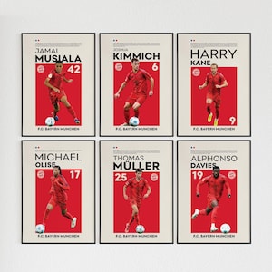 Bayern Munchen Poster Gift Set of 6 Bundle, Bayern Munchen Poster Set of 6, Bayern Munchen Footballer Wall Art
